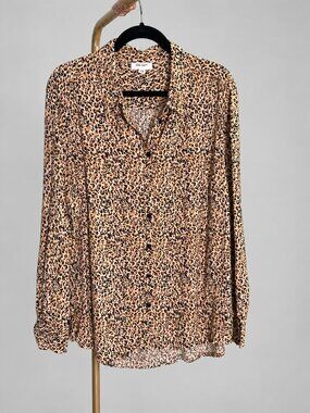 ON 34TH Leopard Print Button-Up Shirt Long Sleeve Viscose Blouse Plus Size 2X
